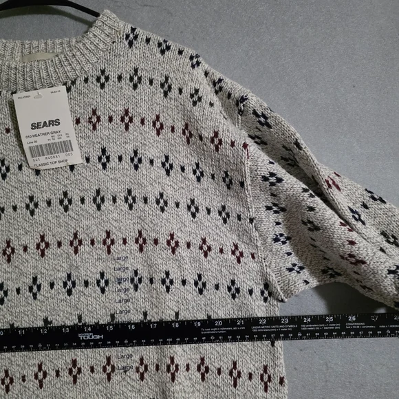 VTG NWT Fieldmaster 100% Cotton Geometric Fisherman Knit Sweater USA Size Large - Picture 4 of 11